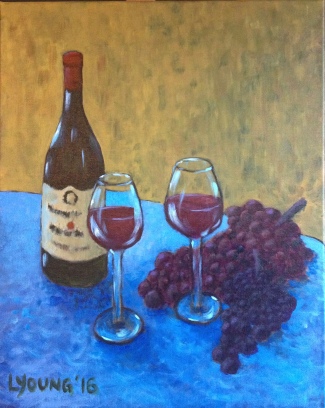 "Wine and Grapes" (c) Lorraine Young acrylics on canvas